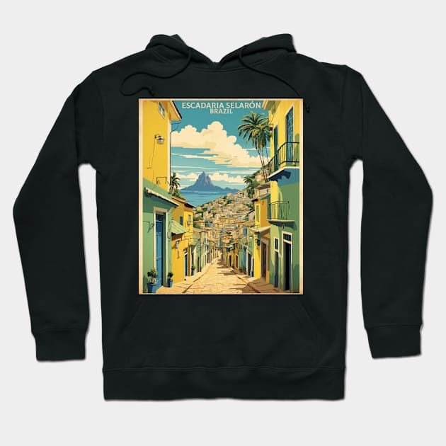 Escadaria Selaron Brazil Vintage Tourism Travel Poster Hoodie by TravelersGems